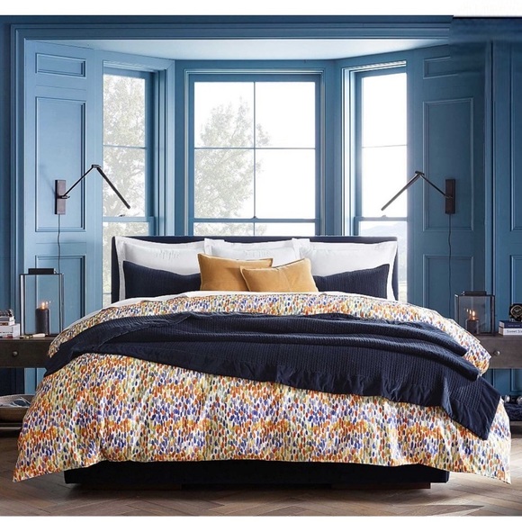 Pottery Barn Annabel Watercolor Dot Organic Percale Duvet Cover King - Picture 3 of 9